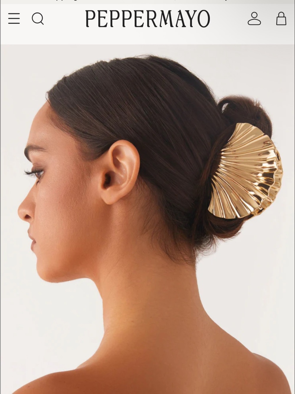 Peppermayo Milano Claw Clip - Gold Scallop Shell Hair Claw - Picture 4 of 7